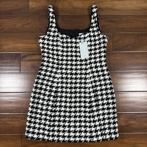 Antonio Melani Women's Size 8 Black Houndstooth Wool Macy‎ Tweed Mini Dress